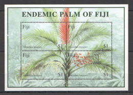 Ft227 2000 Fiji Endemic Palm Of Fiji Flora Plants Flowers #944-47 Bl37 Mnh - Andere & Zonder Classificatie