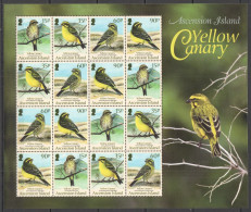 Ft216 2010 Ascension Island Birds Yellow Canary Fauna #1119-21 1Sh Mnh - Other & Unclassified