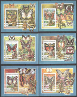 Ft203 1990 Central Africa Butterflies Mushrooms Scouting Bl493-498 #1418-23 Mnh - Farfalle