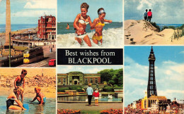 ROYAUME-UNI - Best Wishes From Blackpool - Multi-vues De Différents Endroits - Animé - Carte Postale Ancienne - Blackpool
