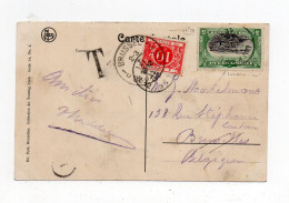 !!! CONGO BELGE, CPA DE 1912 POUR BRUXELLES TAXEE A L'ARRIVEE, CACHET DE LUKAFU - Cartas & Documentos