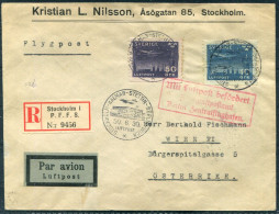 1930 Sweden Stockholm - Kalmar - Stettin - Berlin - Wien Austria Airmail Flight Cover  - Storia Postale