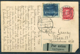 1931 Sweden PKXP Railway TPO - Berlin - Wien Austria Airmail Flight Postcard - Covers & Documents