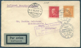 1929 Sweden Stockholm - Kalmar - Stettin - Berlin - Wien Austria Airmail Lufthansa 1st Flight Cover  - Cartas & Documentos
