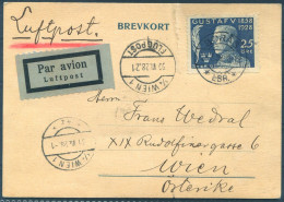 1928 Sweden Boras - Wien Austria Airmail Luftpost Flight Postcard  - Lettres & Documents