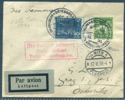 1930 Sweden Goteborg - Berlin - Graz - Wien Austria Airmail Night Flight Cover  - Cartas & Documentos
