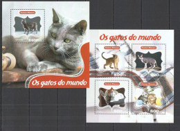 St1075 2014 Guinea-Bissau Fauna Pets Cats Gatos 1Bl+1Kb Mnh - Other & Unclassified