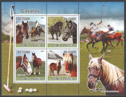 O0254 2008 S. Tome & Principe Horses Fauna Domestic Animals Kb Mnh - Pferde