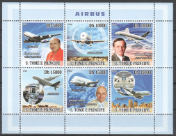 O0249 2008 S. Tome & Principe Transport Aviation Airbuses Kb Mnh - Vliegtuigen