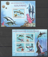 O0224 2008 S. Tome & Principe Fish & Marine Life Year Of Dolphins 1Kb+1Bl Mnh - Vie Marine