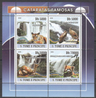 O0226 2008 Sao Tome & Principe Waterfalls Birds Animals Tigers Kb Mnh - Other & Unclassified