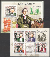 O0214 2009 Sao Tome & Principe Sport Chess Paul Morphy Kb+Bl Mnh - Chess
