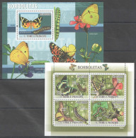 O0203 2009 S. Tome & Principe Butterflies Insects Fauna 1Kb+1Bl Mnh - Schmetterlinge