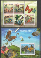 O0197 2009 S. Tome & Principe Borboletas Butterflies Insects 1Kb+1Bl Mnh - Schmetterlinge