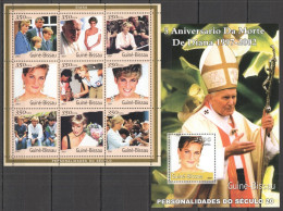 O0166 2001 Guinea-Bissau Princess Of Wales Diana Pope John Paul Ii 1Kb+1Bl Mnh - Sonstige & Ohne Zuordnung