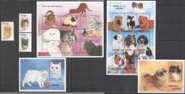 O0156 Guyana Fauna Pets Cats & Dogs Of The World !!! 2Kb+2Bl+1Set Mnh - Gatti