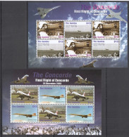 O0150 Gambia Transport Aviation Aircrafts First Flight Of Concorde 2Kb Mnh - Vliegtuigen