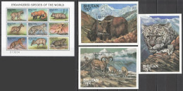 Ft200,Nw614 Bhutan Fauna Wild Animals Endangered Species Of The World 3+1 Mnh - Autres & Non Classés