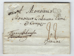 Lettre à La Fleur De Lys 1784 Rotenburg  Pour Beaune - ....-1700: Precursors