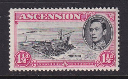 Ascension: 1938/53   KGVI    SG40f    1½d   Black & Rose-carmine  [Perf: 13]  MH - Ascensione