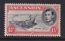 Ascension: 1938/53   KGVI    SG40b    1½d   Black & Vermilion  [Perf: 13]  MH - Ascension