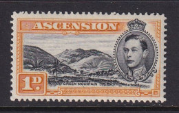 Ascension: 1938/53   KGVI    SG39b    1d   Black & Yellow-orange [Perf: 13]    MH - Ascensión