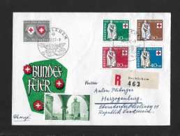 1957 WAPPEN UND SINNBILD DER BARMHERZIGKEIT ► Satz-Brief Mit FDC Illustration 1956 (P2) Und Vignette Stockalper BRIG - Storia Postale