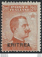 1921 Eritrea 20c. Arancio Filigrana Mc MNH Sassone N. 49 - Altri & Non Classificati
