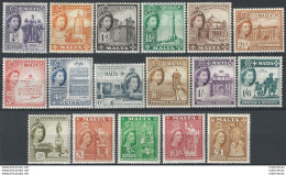 1956 Malta Elizabeth II 17v. MNH SG N. 266/82 - Otros & Sin Clasificación