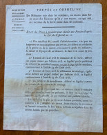 NAPOLEONICA - MINISTERE DE LA GUERRE - 5 DIVISION -  8 Floreal An II - VEUVES OU ORPHELLINS .... - Historische Dokumente