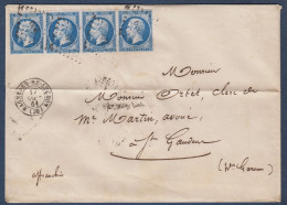 Napoléon - Bande De 4 Du 14B  Sur Enveloppe De Luchon - Cote : 180 € - 1853-1860 Napoléon III.