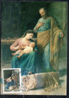ITALIA REPUBBLICA ITALY REPUBLIC 1988 NATALE CHRISTMAS NOEL WEIHNCHTEN NAVIDAD LIRE 650 CARTOLINA MAXI MAXIMUM CARD - Cartoline Maximum
