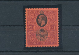 1912-21 Sierra Leone - Stanley Gibbons N. 128 - 1 Sterlina Black And Purple Red - MNH** - Altri & Non Classificati