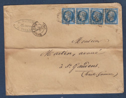 Napoléon -  4 Ex. Du 14B  Sur Enveloppe De Toulon - 1853-1860 Napoleon III