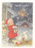 Postal Stationery - Girl Holding Candle Lantern - Hares - Apples - Unicef 2021 - Suomi Finland - Postage Paid - Postal Stationery