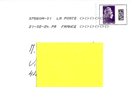 FRANCIA FRANCE - 2024 Lettera Per L'Italia Con Francobollo Singolo MARIANNE INTERNATIONAL Con QR Code - 11329 - Storia Postale