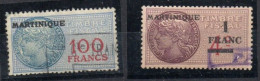 MARTINIQUE Timbres Fiscaux N° 80 Et 85 Du Cat. BDV (Barbero, Daniel, Venot) Ed. CEPF Fiscal Revenue - Segnatasse