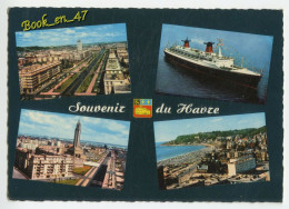 {92151} 76 Seine Maritime Le Havre , Multivues ; Boulevard Foch , Paquebot " France " , Plage Et Pointe De La Hève - Non Classés