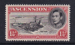 Ascension: 1938/53   KGVI    SG40c    1½d   Black & Vermilion  [Perf: 14]  MH - Ascensione