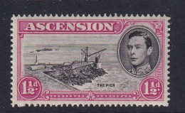 Ascension: 1938/53   KGVI    SG40d    1½d   Black & Rose-carmine  [Perf: 14]  MH - Ascensione