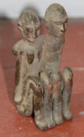 Art Africain Couple Agenouillï¿½ Bronze Dogon Mali  10 Cm - Afrikanische Kunst