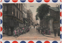 Paris (XIXe) -Rue De La Villette Prise Des Buttes Chaumont.Café "Le Métropolitain" (C.P.n°522 Colorisée) - Distretto: 19