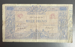 Beau Billet De 1000 Francs Bleu Et Rose, 24 Juillet 1925. Etat B/TB - 50 F 1889-1927 ''Bleu Et Rose''