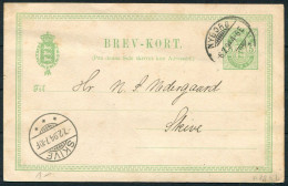1894 Denmark 5 Ore Stationery Postcard Nyborg - Skive - Cartas & Documentos