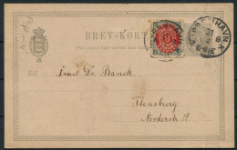 1894 Denmark Uprated 3 Ore Stationery Postcard Copenhagen - Flensburg - Briefe U. Dokumente