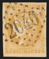 N°43Ba, Cérès Bordeaux 10c Bistre-orangé, Report 2, Oblitéré GC 2046 Lille - TB - 1870 Bordeaux Printing