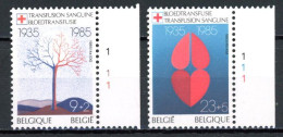 BE  2161 - 2162  XX   ----    Croix Rouge : Transfusion Sanguine   --   N° De Planche 1 - 1981-1990