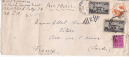 COVER. USA. 24 MAY 1944. US POSTAGE AIR MAIL FROM AIRE/ADOUR  FRANCE 1952 - Usados