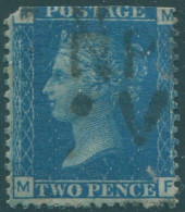 Great Britain 1858 SG47 2d Blue QV FMMF Top Trimmed Plate 14 FU (amd) - Zonder Classificatie