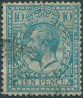 Great Britain 1924 SG428 10d Turquoise-blue KGV Crease FU (amd) - Unclassified